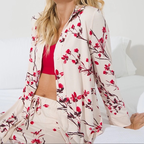 Cool Nights Notch Collar Long Sleeve PJ Top - Picture 3 of 3